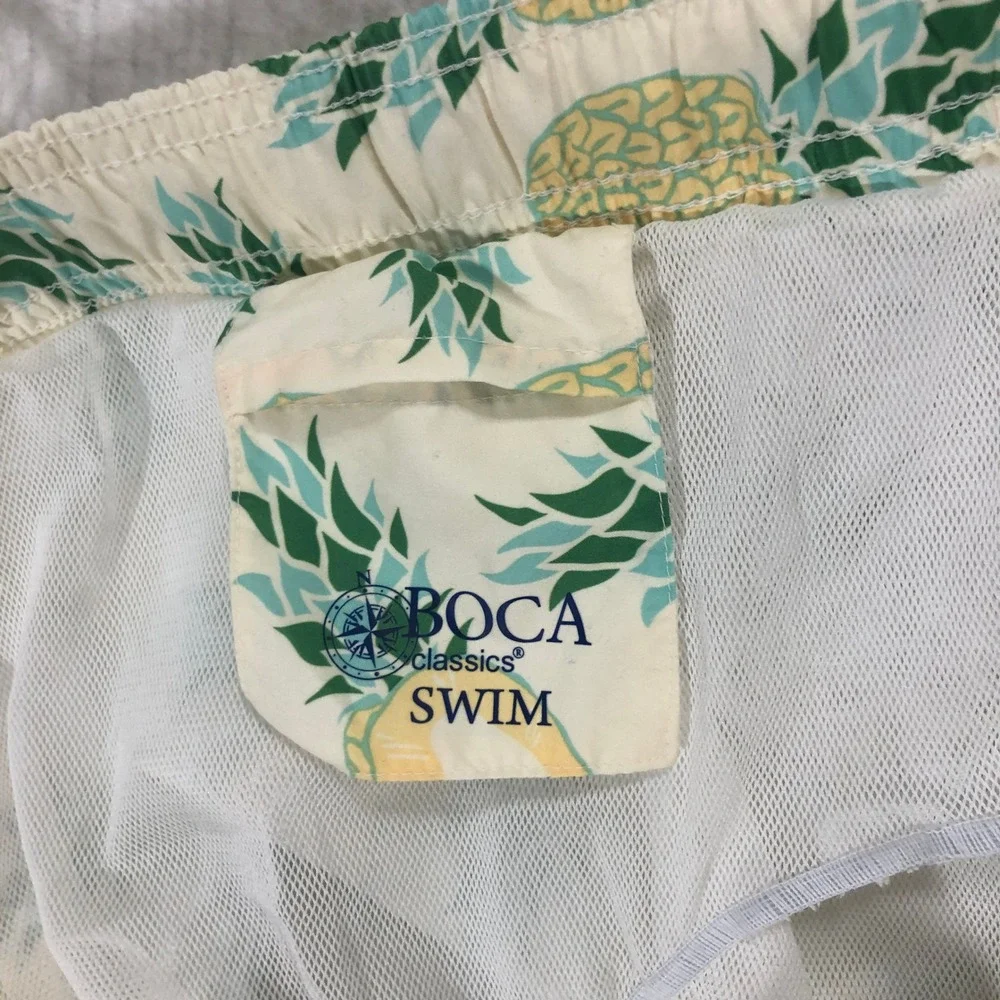 Boca Classics Swim Shorts XX-Large Pineapple Print Drawstring Waist‎ Men's